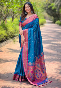 Blue Yeola Maharashtrian Paithani sarees | TRENDBUY