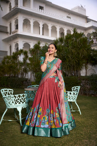 Brown Dola Silk Kalamkari Printed Lehenga Choli | TRENDBUY