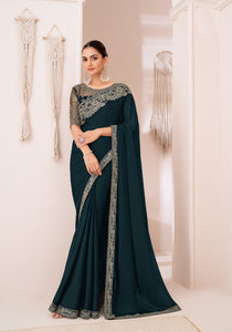Chiffon Silk Saree With Embroidered Blouse | TRENDBUY