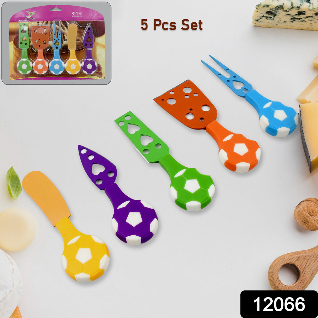 Football soccer 5-piece cheese knife set with themed handles