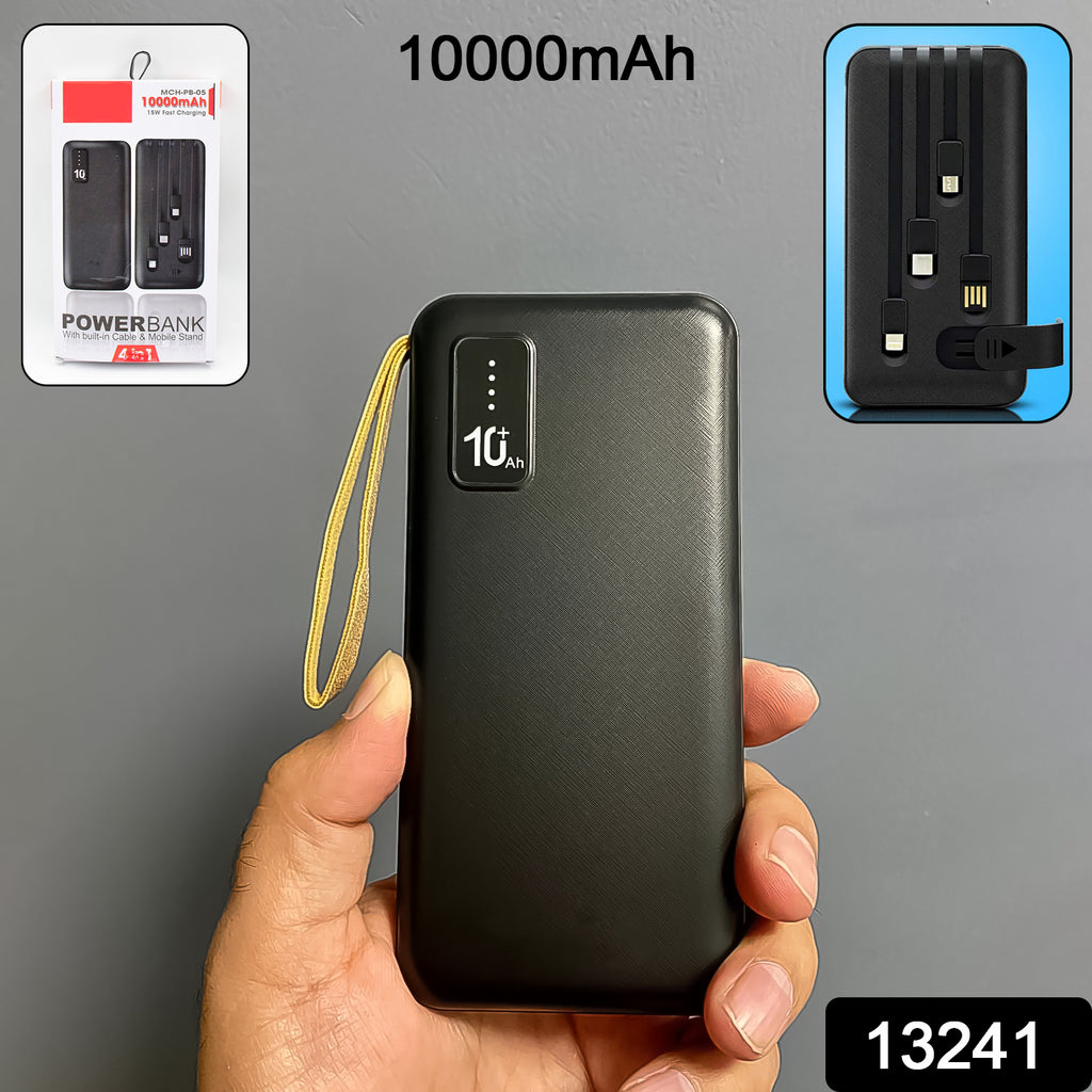 10000mah 12w Fast Charging Power Bank With Built 4 In 1 Usb With Mobile Holder (1 Pc) - TREND BUY