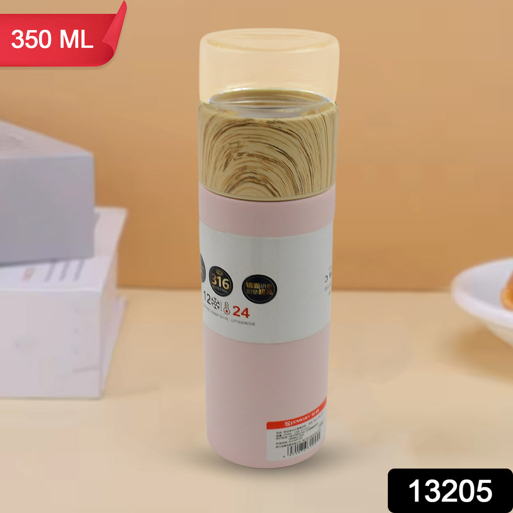 350 ml steel water bottle with clear glass lid
