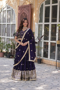 Dark Purple Zari Embroidered Style Lehenga Choli | TRENDBUY