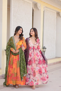 Deep V Neck Anarkali Partywear Dress | TRENDBUY