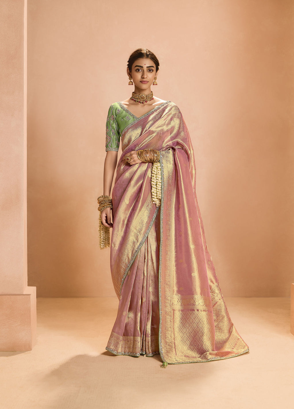 Elegant Designer Tissue Silk Saree with intricate Lace Work