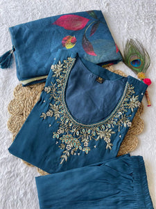 Diwali Special Morpich Kurti Pant Dupatta Set | TRENDBUY