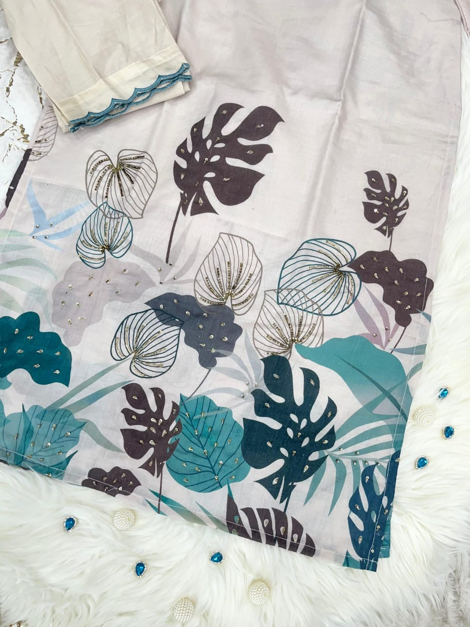 HEVAY LINEN FABRIC DIGITAL PRINTING HAND WORK
