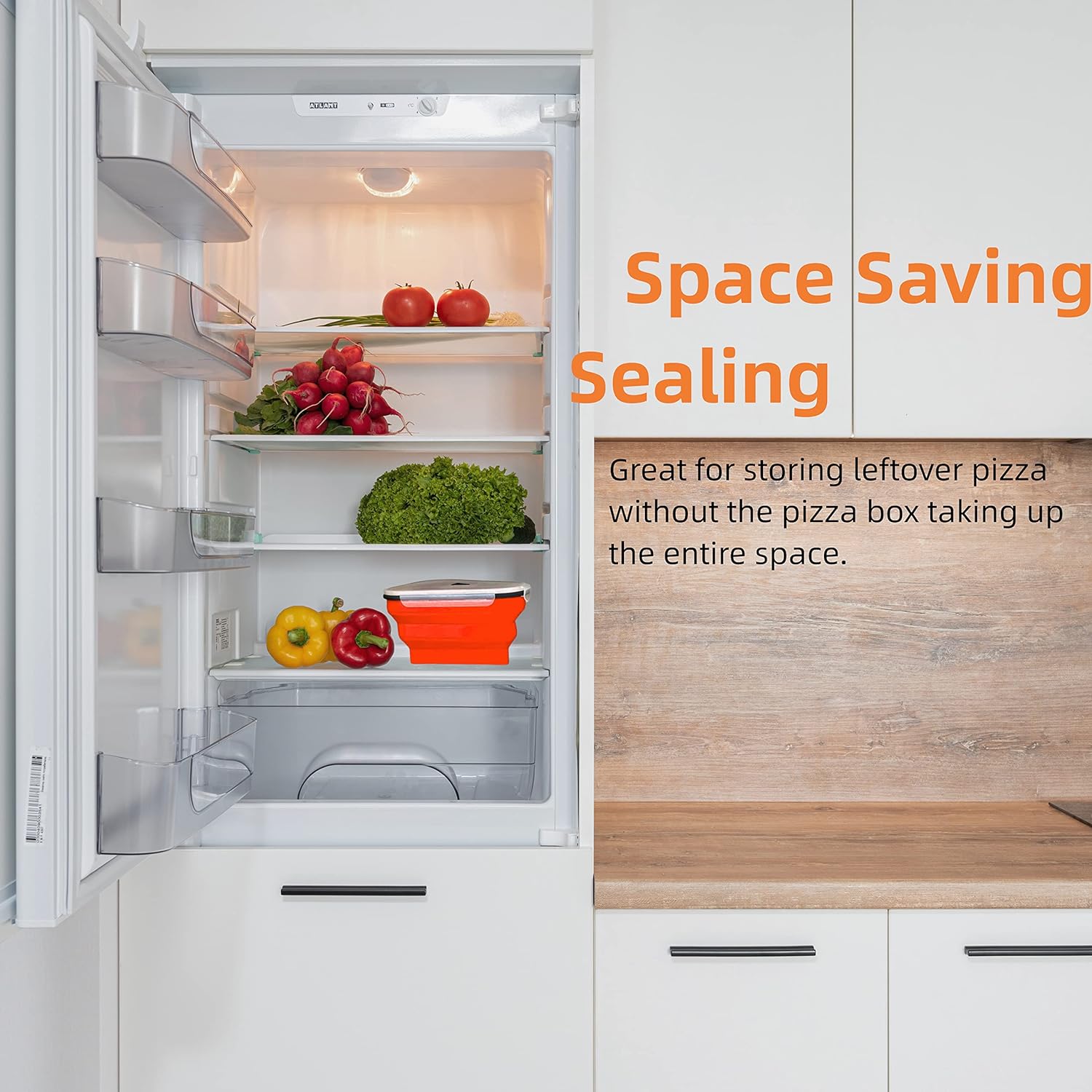 10026 Reusable Pizza Storage Containers With 5 Microwavable Serving Trays Silicone Container Expandable Adjustable For Packing Pizza At Home Outdoor