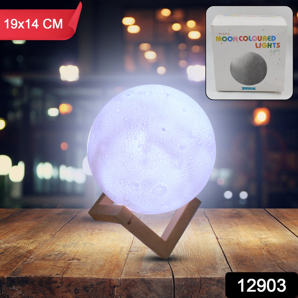 Glowing Moon Night Lamp with Plastic Stand for Bedroom