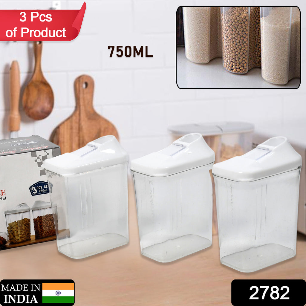 Transparent 3-piece kitchen storage jar set with golden lids, perfect for home and kitchen organization.