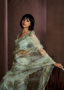 Exclusive Organza Digital Print Zarkan Saree for Festive Celebrations