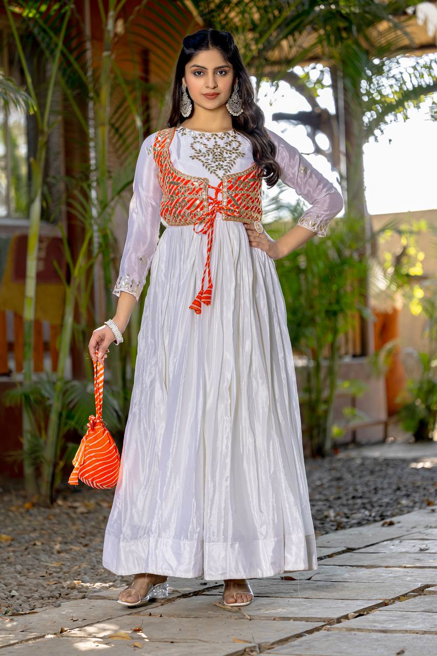 Festival Wear Laheriya Print Long Gown