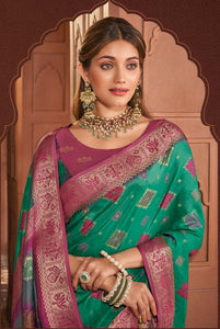 Premium Soft Silk Festival Saree with Elegant Zari Print and Jacquard Border