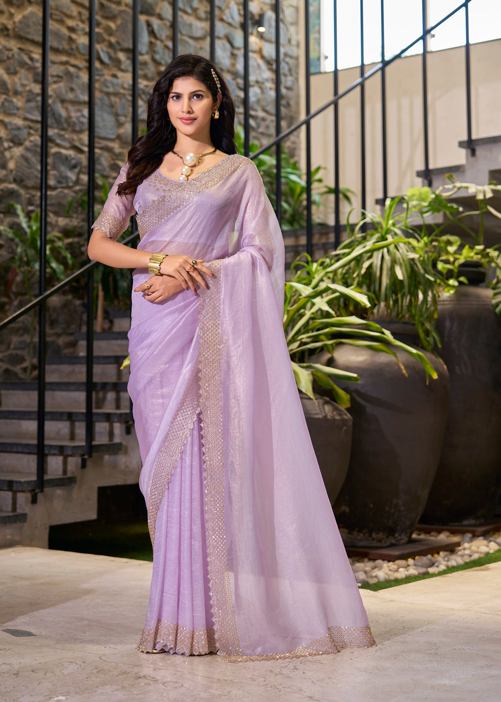 Luxurious Function Wear Handwork Silk Saree with intricate designs, ideal for special occasions.