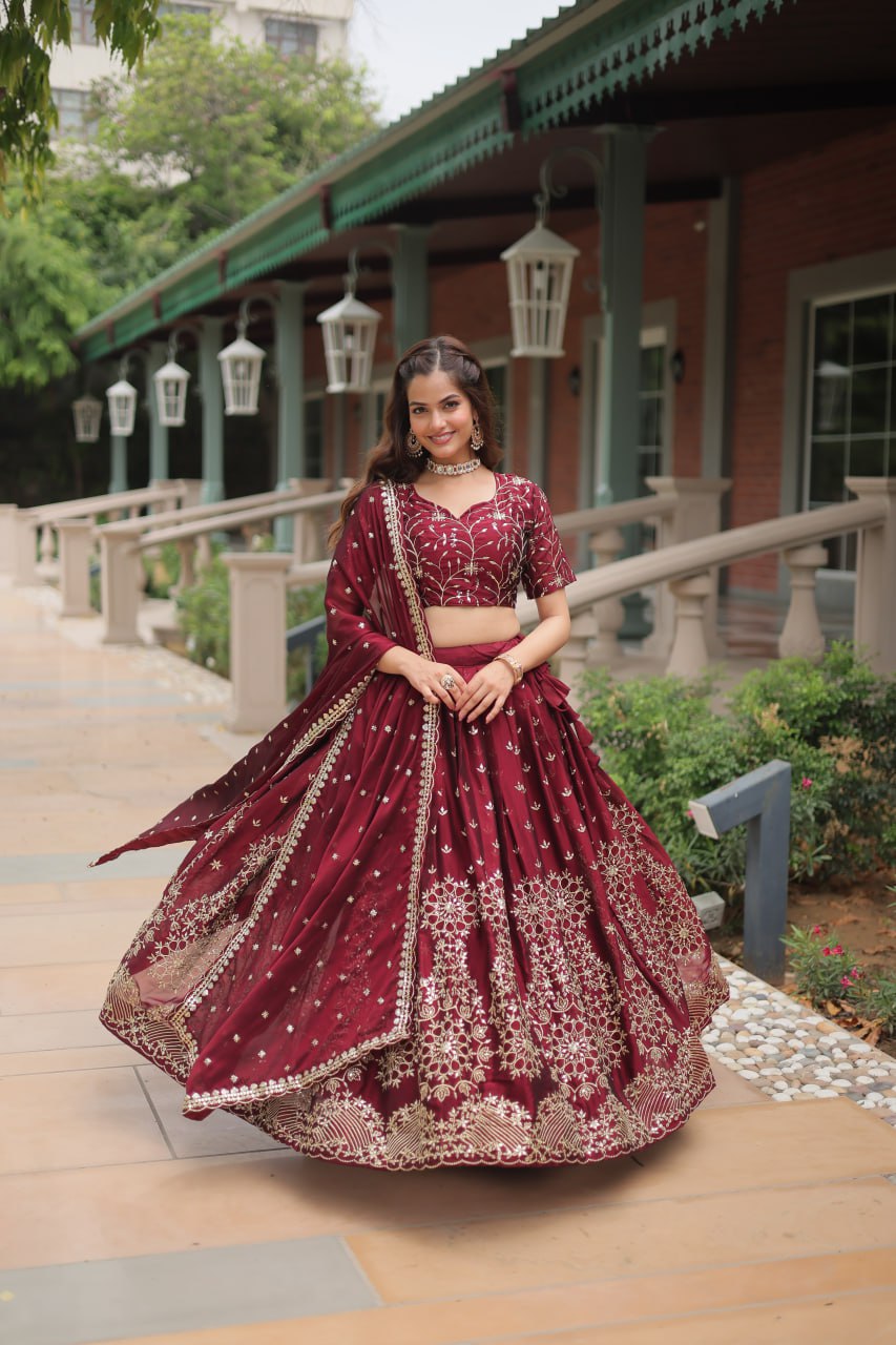Function Wear Maroon Lehenga Choli