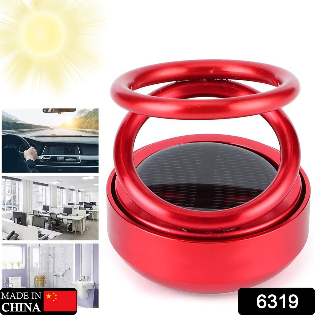 Sleek solar car aroma diffuser with 360° double-ring rotating design, a dashboard air freshener.