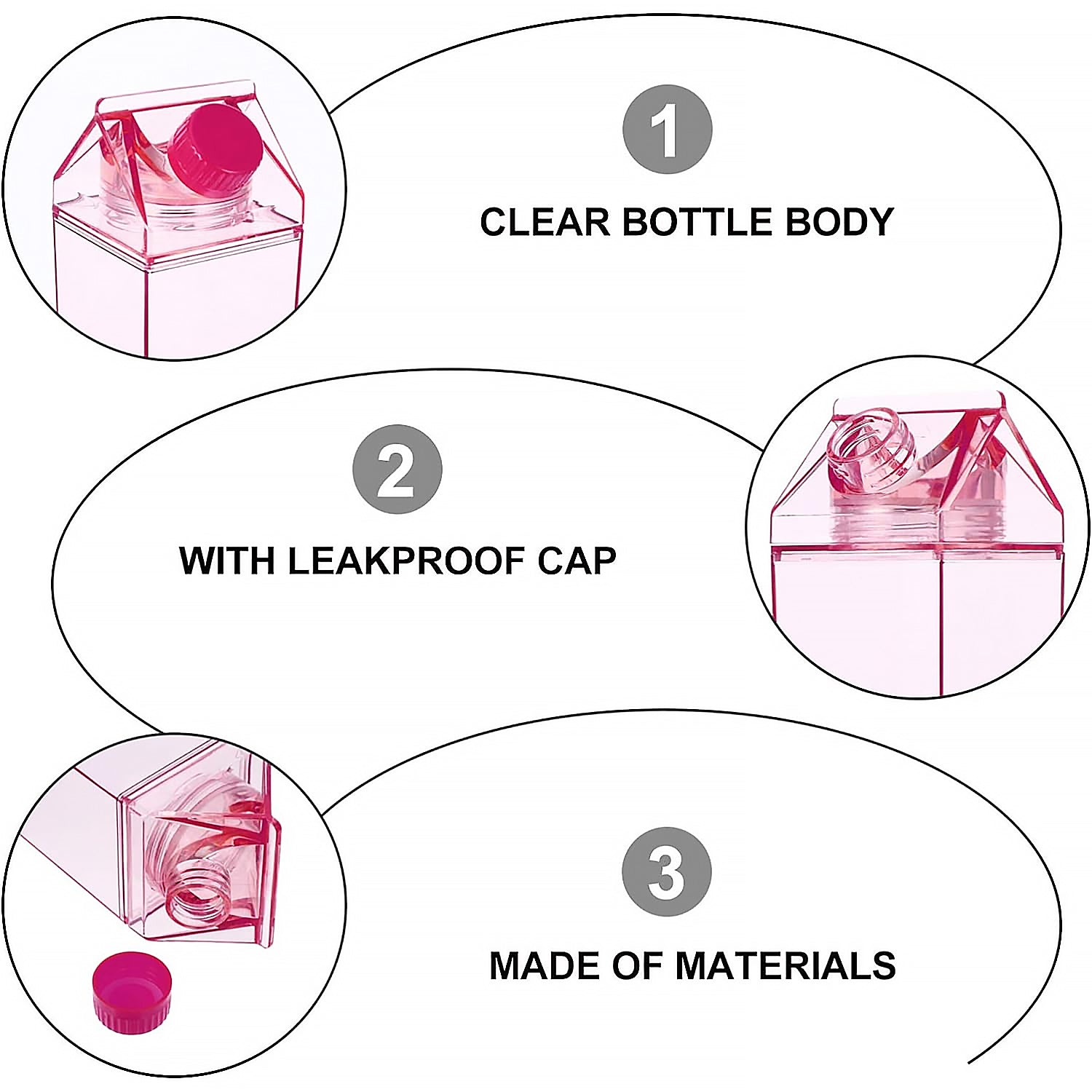 17764 Plastic Milk Carton Colorful Clear Water Bottle 17 Oz Portable Milk Box Leakproof Square Juice Bottle For Outdoor Sports Travel Camping