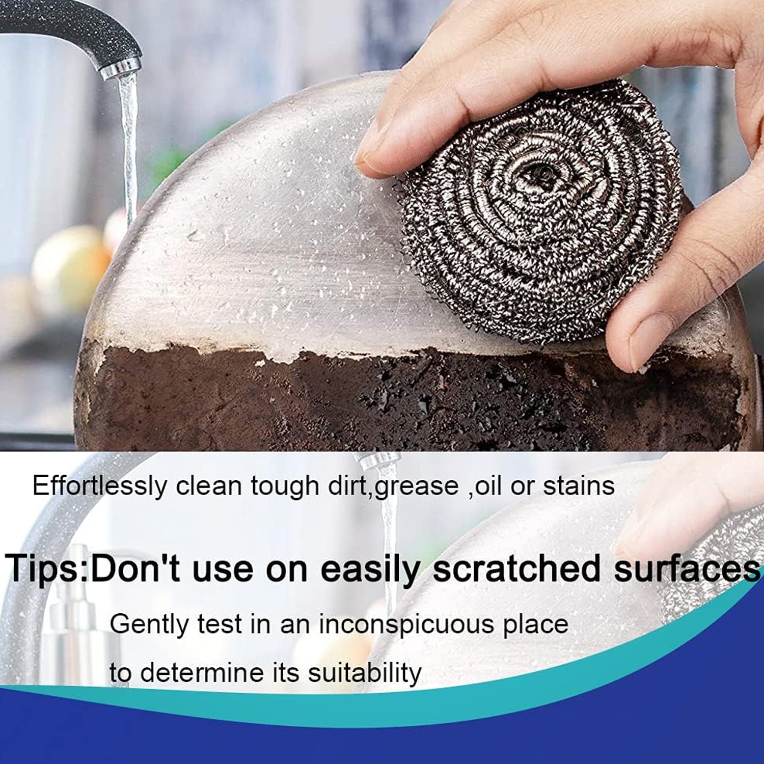 12929 Kitchen Cleaning Tool Set Microfiber Kitchen Utensils High Performance Scouring Sponge Set Dish Sponge Stainless Steel Scouring Pad (6 Pcs Set) - TREND BUY