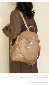 High-End Woven-Style Convertible Backpack & Shoulder Bag for Women | Premium Quality & Versatile Design
