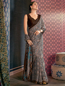Girlish Look Ajrakh Print Saree | TRENDBUY