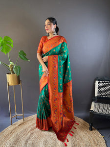 Green Design Silk Paithani Kanjivaram Saree | TRENDBUY