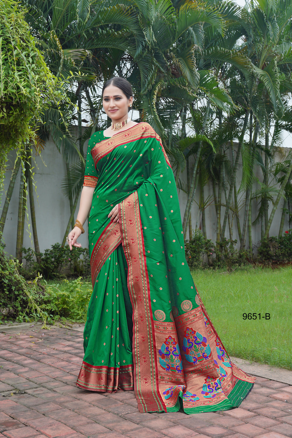Green Indian Traditional Paithani Saree