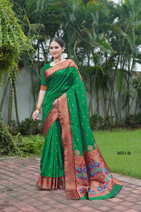 Green Indian Traditional Paithani Saree | TRENDBUY
