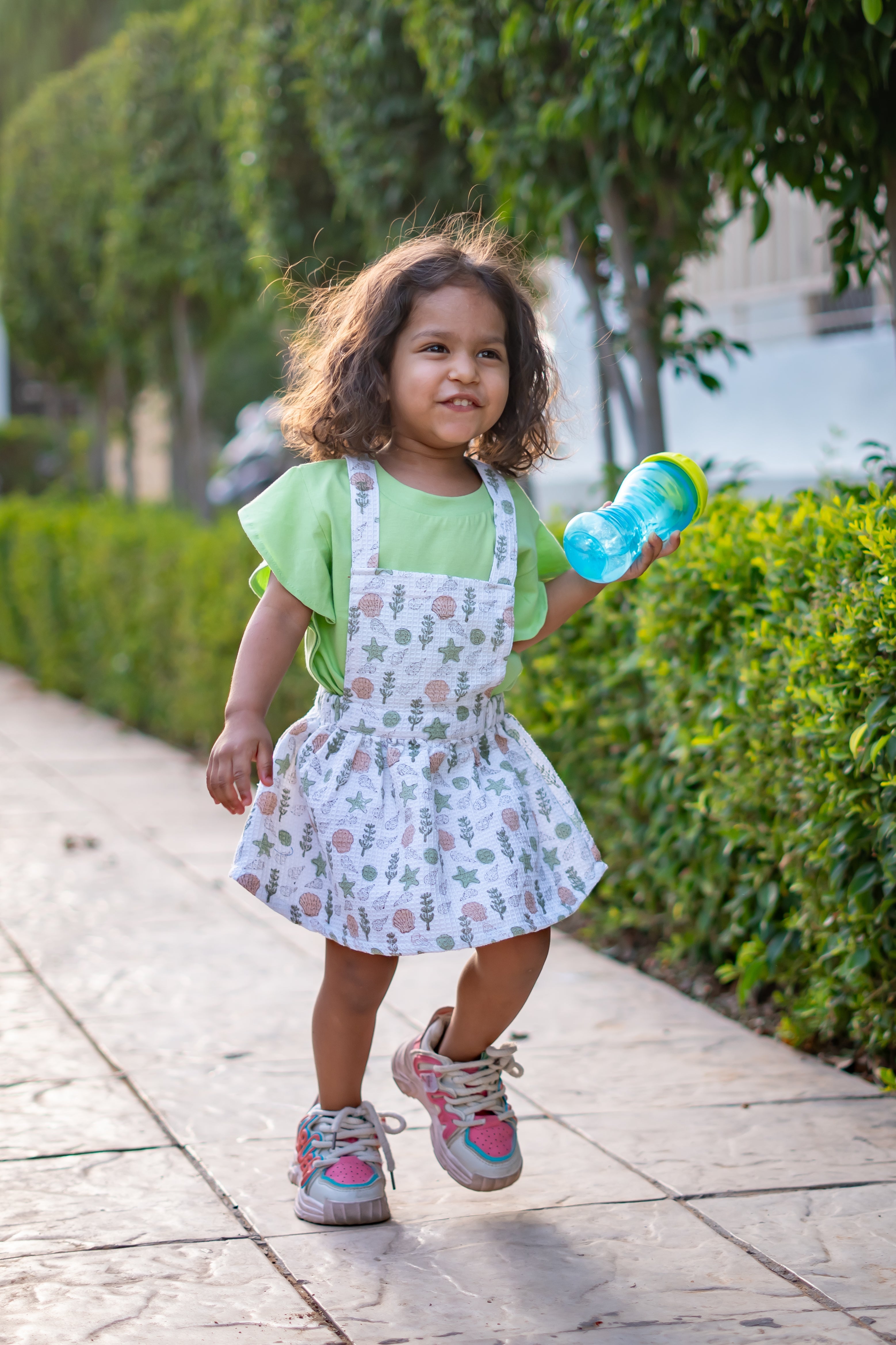Girls Foresta 100% Cotton Premium Dungaree Skirt & T-shirt Set