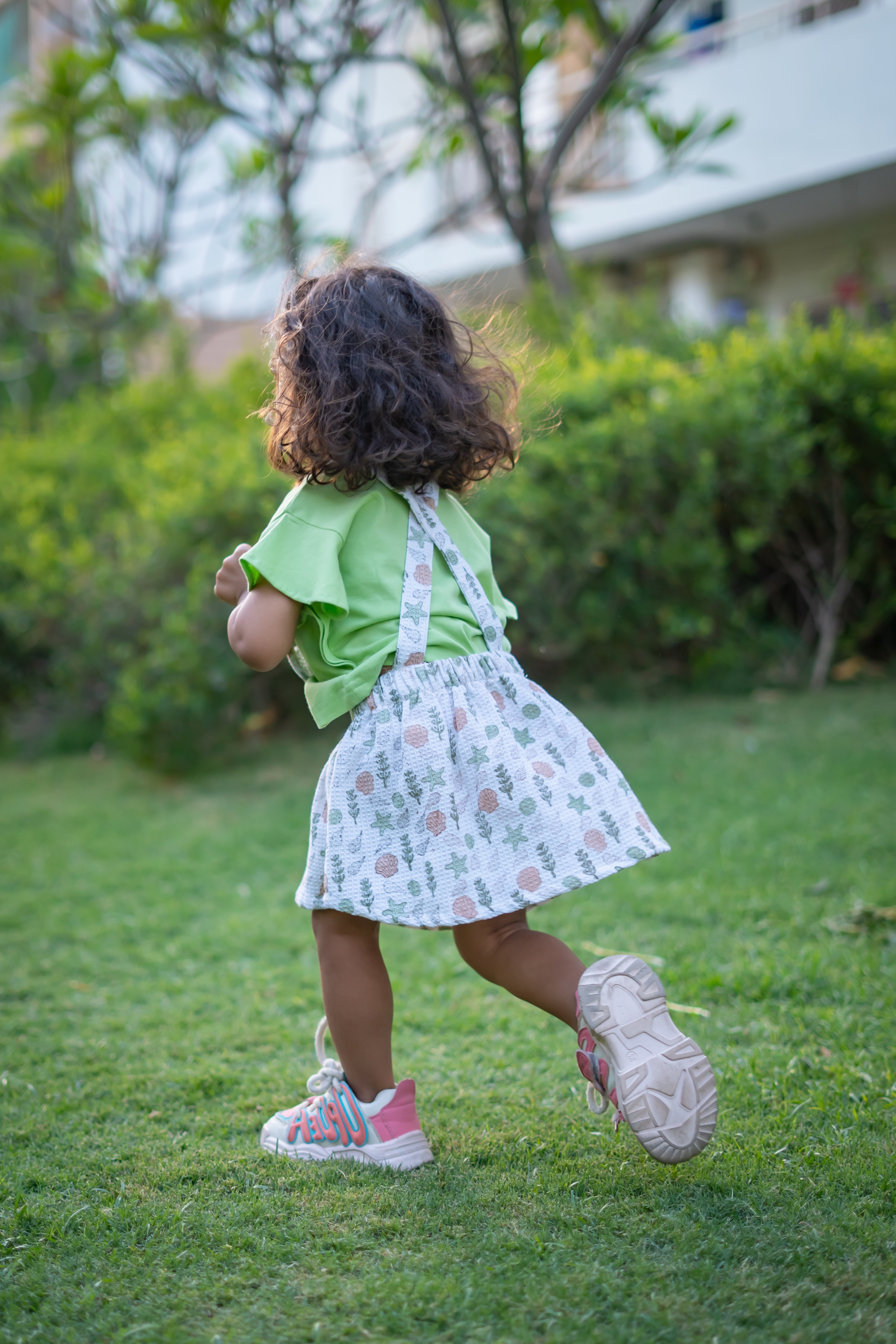 Girls Foresta 100% Cotton Premium Dungaree Skirt & T-shirt Set