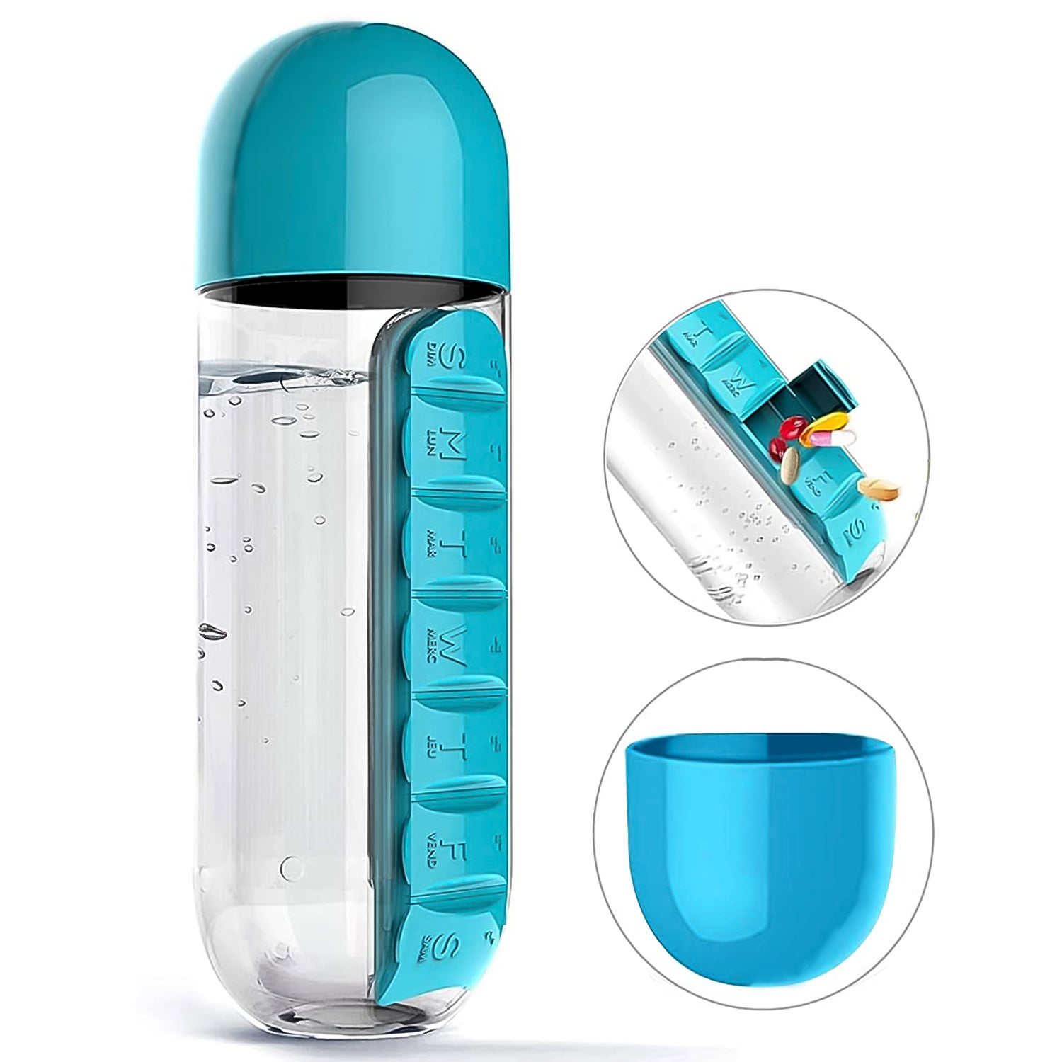 12911 Pill Vitamin Bottle Water Bottle Multi Functional Use For Traveling Outdoor Use Water Bottle Travelling Kit Summer Special Bottle (600 Ml Mix Color )