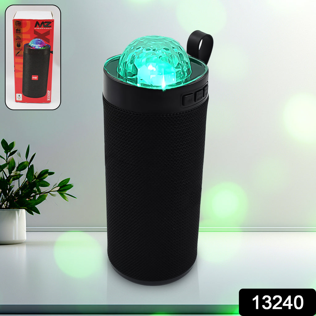 Black 3D disco light Bluetooth speaker projecting vibrant party lights and sound.