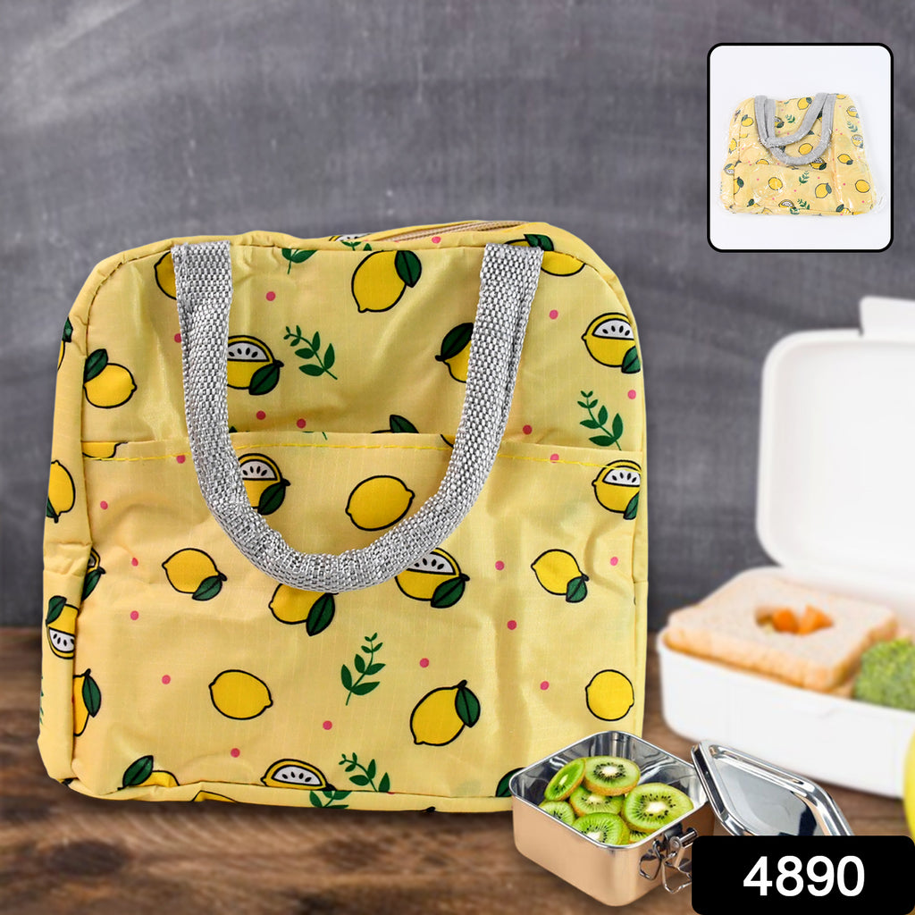 Grey insulated travel lunch tiffin storage bag with handle