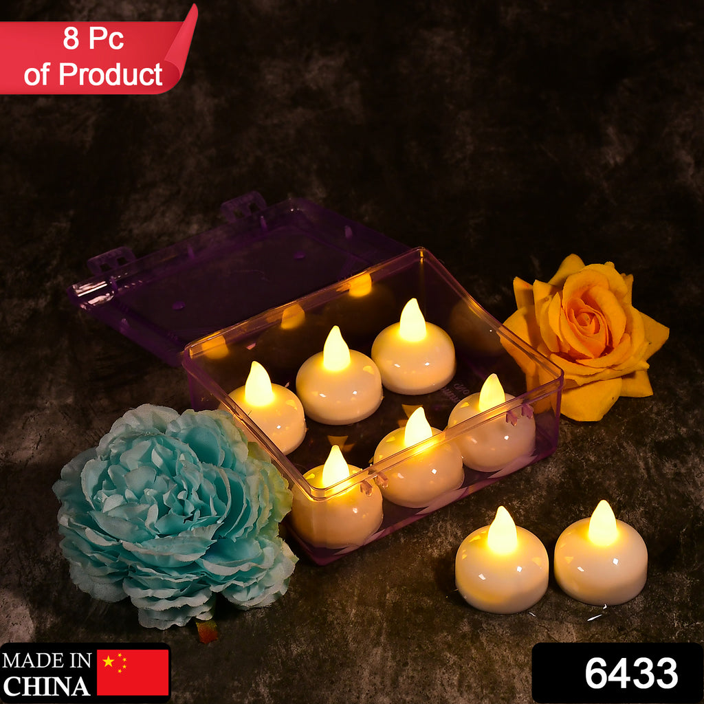 Set of 8 Flameless Floating Candles Battery Operated Tea Lights with Transparent Box for Wedding Decor