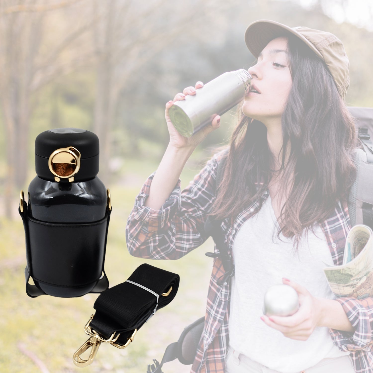 Thermos Steel Bottle Push Button  Fashion Cup Temperature Display Bottle (420 Ml) - TREND BUY