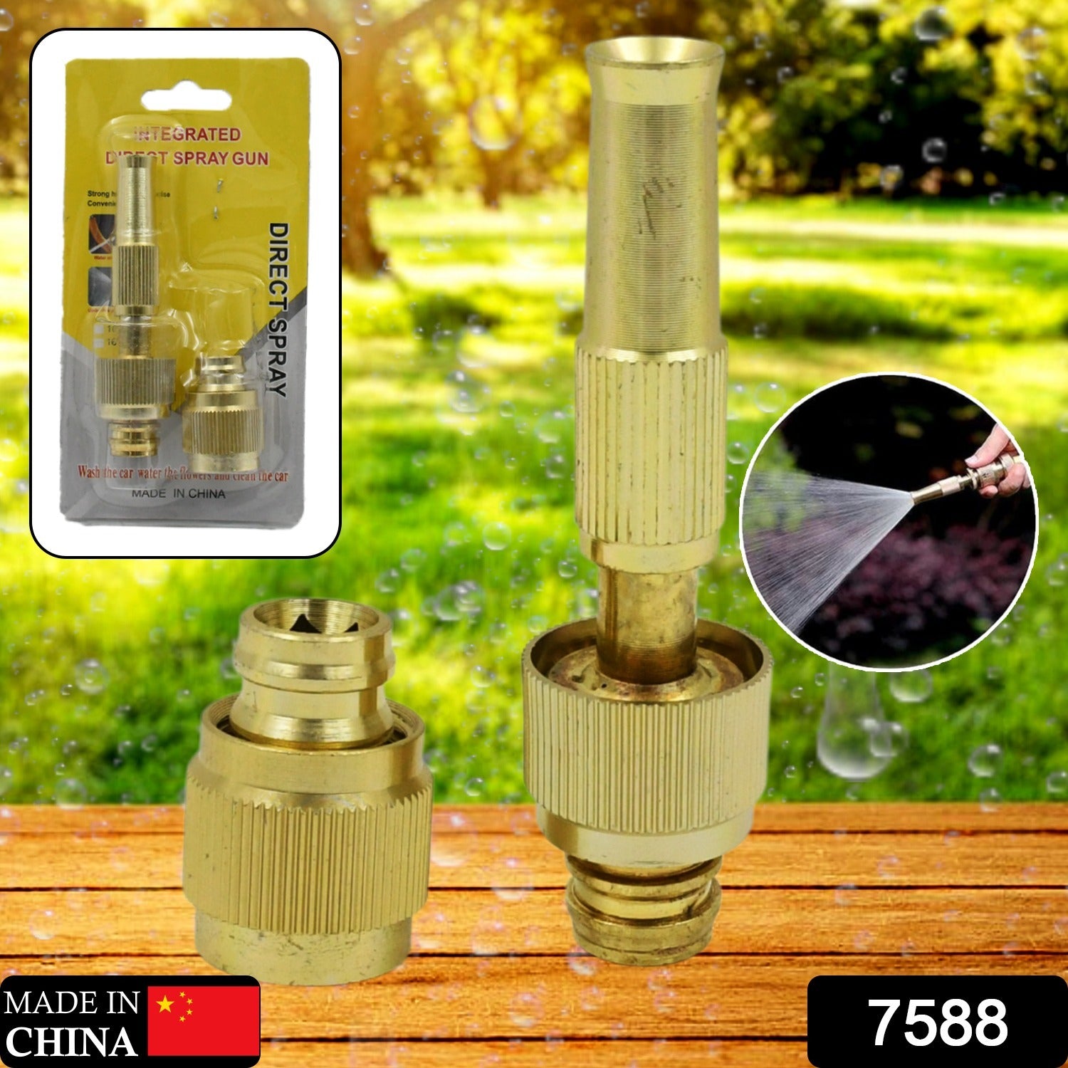7588 Water Spray Nozzle For Water Pipe Booster Nozzle For Car Wash Nozzle With High Pressure Water Adjustable Brass Nozzle Water Spray Gun For Gardening Watering Tools - TREND BUY