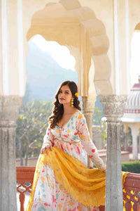 Holi Colors V-Neck Gown with Dupatta | TRENDBUY