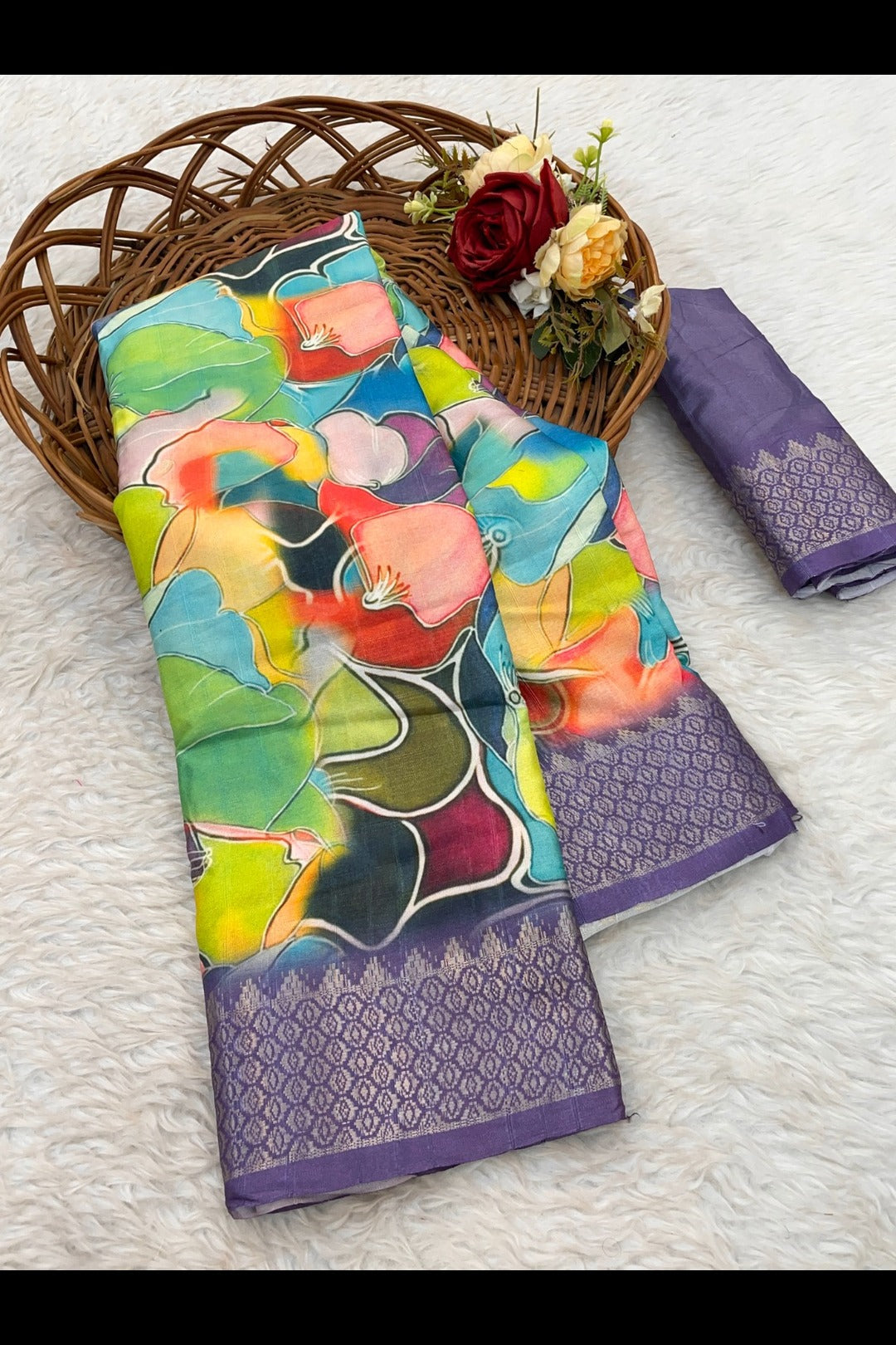 Elegant lavender silk saree