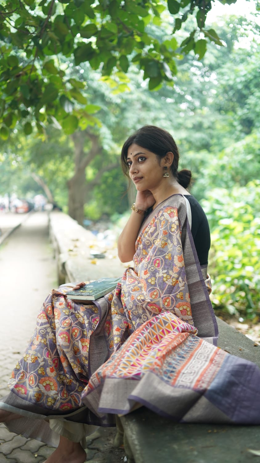 Light Purple Colour Silk Saree