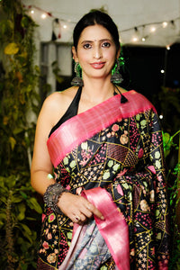 Black and Pink Silk Saree | TRENDBUY