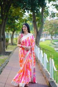 Dola Silk Multicolor printed Saree | TRENDBUY