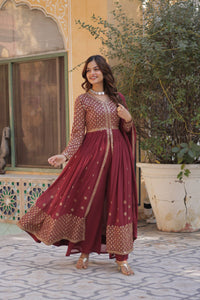 Embroidered Georgette Suit Set | Sequined Top, Bottom & Dupatta | TREND BUY