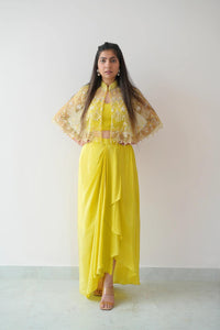 Ready-to-Wear Dhoti Style with Koti and Stitched Choli | Yellow | TREND BUY