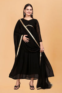 Elegant Black Flared Kurta with Dupatta | TREND BUY