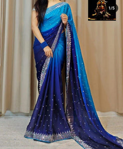 Soft Black Rangoli Silk Fabric with Swarovski Work, Blouse & Latkan | TREND BUY