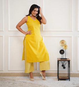 Handloom Cotton Kurti & Plazo Set | Sleeveless Summer Style | TREND BUY