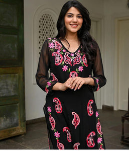 Exclusive Lucknowi Chikankari Kurti & Pant Set | Aari Work | Trendbuy