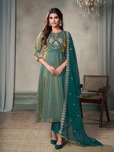Fandy Silk Anarkali Suit Set | Embroidered Bird Design | TREND BUY