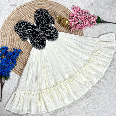 Butterfly Embroidery Kids' Gown | Chinnon Silk | 8 Colors | TREND BUY