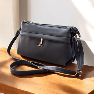 Genuine Leather Multi-Zipper Crossbody Bag for Women | Luxury Shoulder Bag