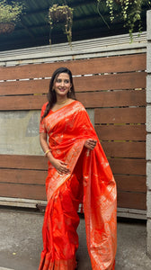 Premium Banarasi Red Soft Silk Sarees | TRENDBUY